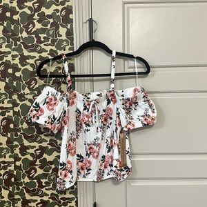 Off Shoulder Crop foral blouse